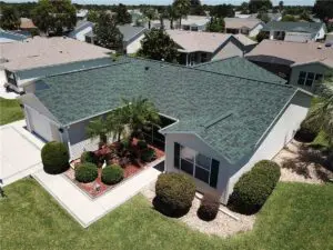 green asphalt shingle roof