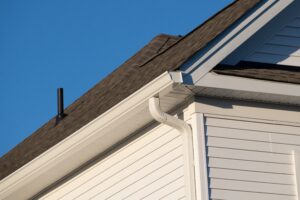 a guttering system installed along a roof