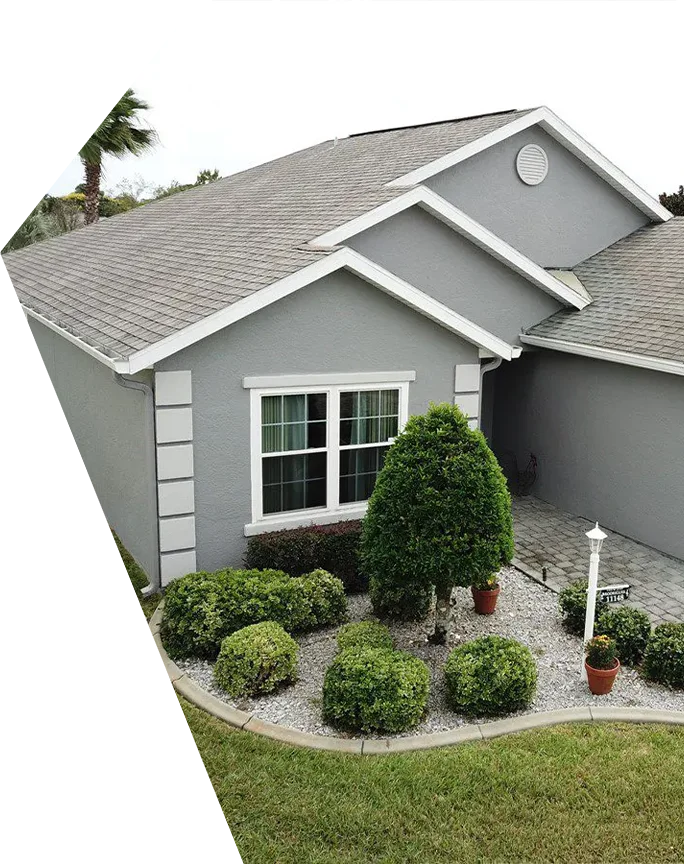 gray house with light gray asphalt shingles