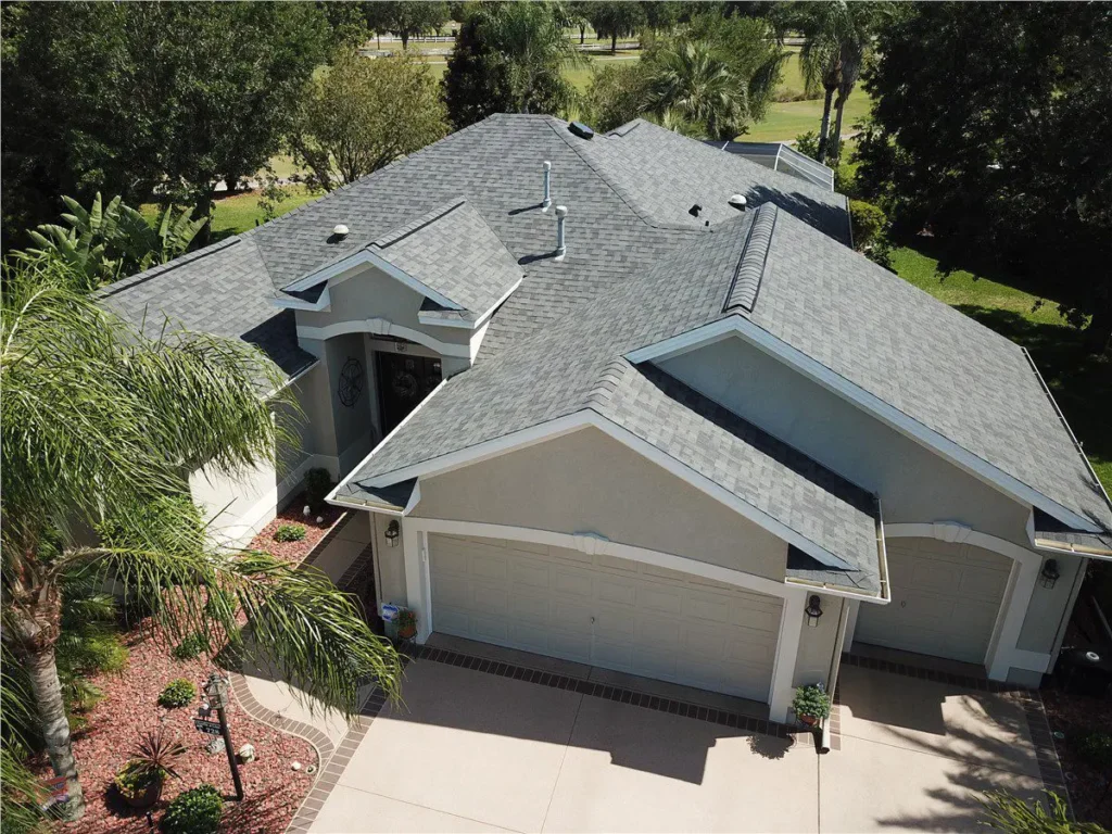 aerial view of an asphalt shingle roof
