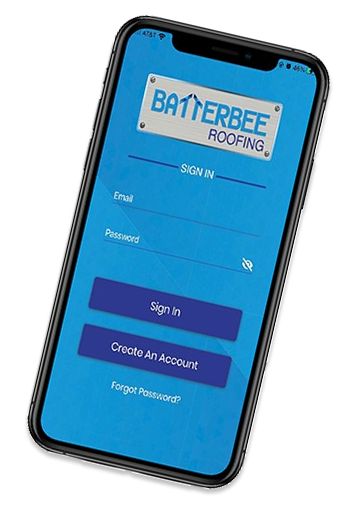 Batterbee Roofing app on a phone
